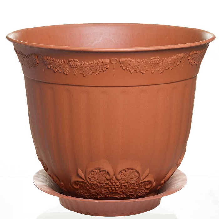 картинка Кашпо Европа 31л с/п терракот (М пласт) магазин Одежда+ являющийся официальным дистрибьютором в России 