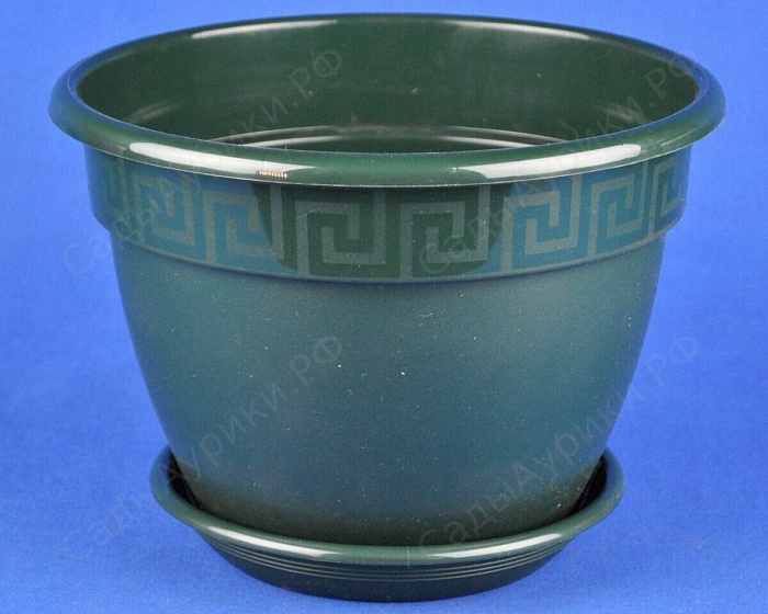 картинка Кашпо Антик 28 малахит 7,2л (Техпласт) магазин Одежда+ являющийся официальным дистрибьютором в России 