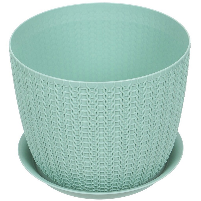 картинка Кашпо Вязание 21 с/п  4,5л фисташковый (М Пласт) магазин Одежда+ являющийся официальным дистрибьютором в России 