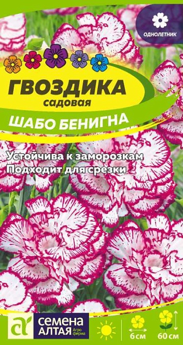 картинка Гвоздика шабо Бенигна садовая  0,1г ц/п (СемАлт) магазин Одежда+ являющийся официальным дистрибьютором в России 