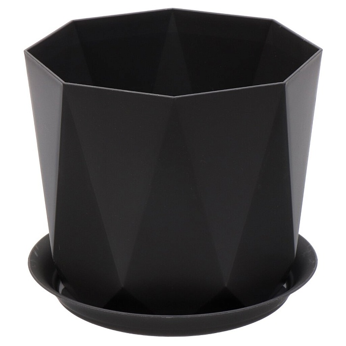 картинка Кашпо Призма 17,5 с/п 2,6л графит М3138 (М пласт) магазин Одежда+ являющийся официальным дистрибьютором в России 