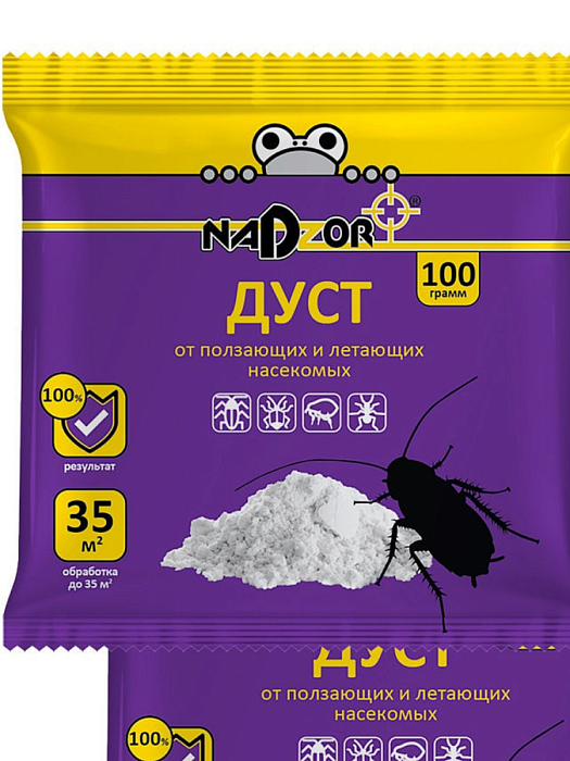 картинка Дуст от ползающих насекомых 100г (Nadzor) магазин Одежда+ являющийся официальным дистрибьютором в России 