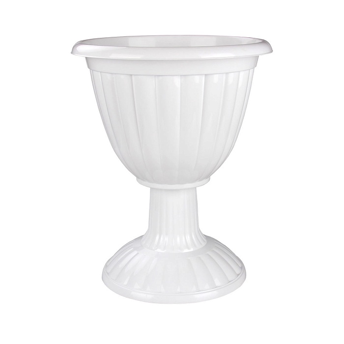 картинка Кашпо Жасмин 12л белый на высокой ножке М1390 (Альтернатива) магазин Одежда+ являющийся официальным дистрибьютором в России 