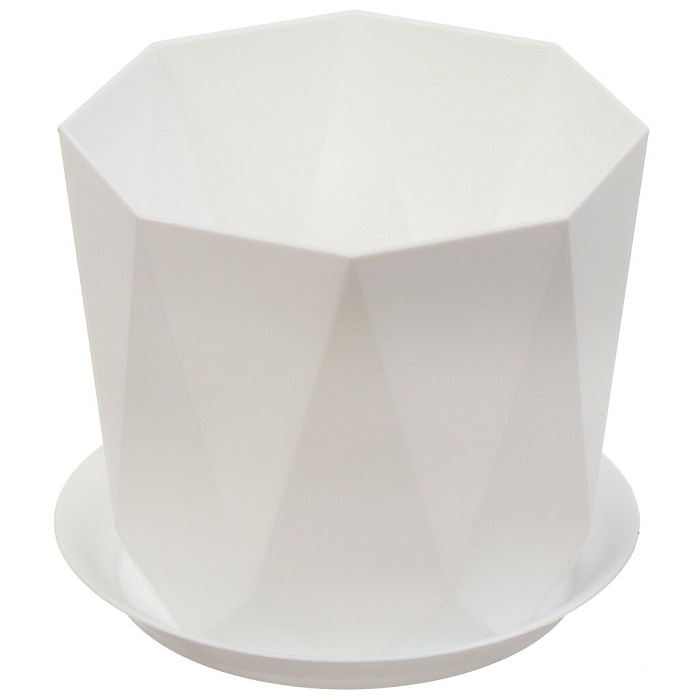 картинка Кашпо Призма 13 с/п 1л белый М3137 (М пласт) магазин Одежда+ являющийся официальным дистрибьютором в России 