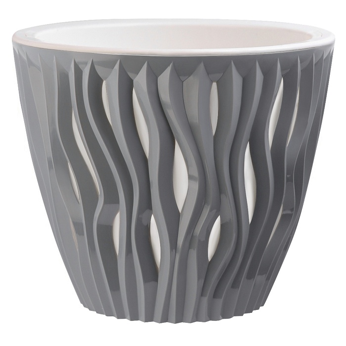 картинка Кашпо Вдохновение 5,7л серый жемчуг (ВМС) магазин Одежда+ являющийся официальным дистрибьютором в России 