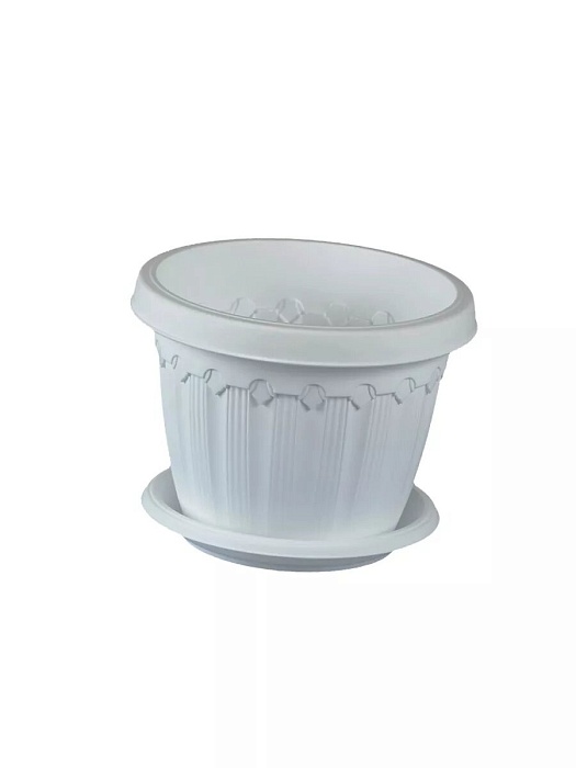 картинка Кашпо Флавия с/п 3л белый (Эльфпласт) магазин Одежда+ являющийся официальным дистрибьютором в России 