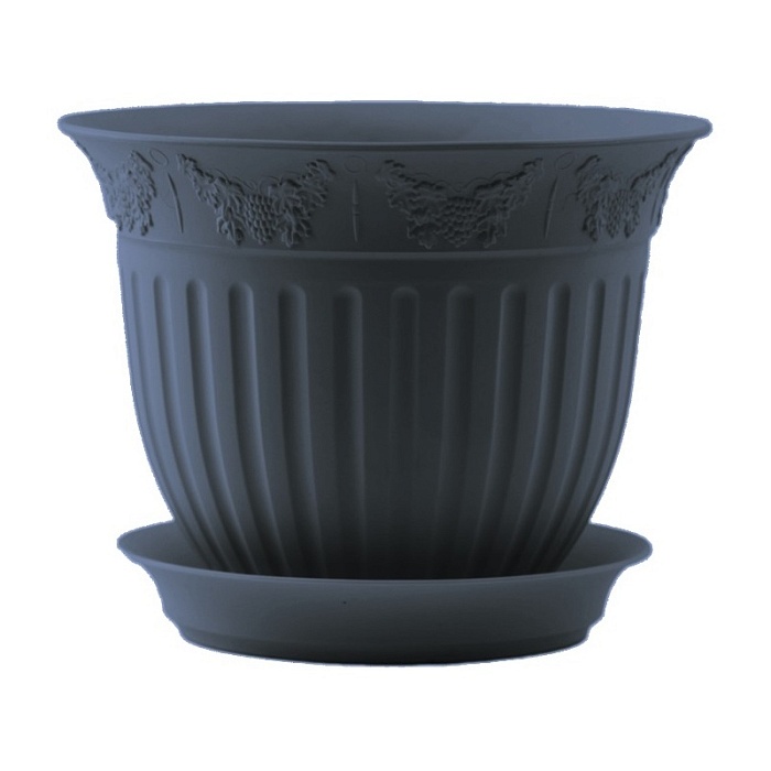 картинка Кашпо Виноград 16 с/п 1л антрацит (Техпласт) магазин Одежда+ являющийся официальным дистрибьютором в России 