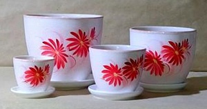 Горшок керамич Гербера красная 0,4л (Беларусь)