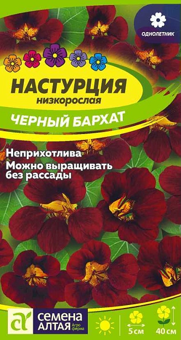 картинка Настурция Черный бархат ц/п (СемАлт) магазин Одежда+ являющийся официальным дистрибьютором в России 