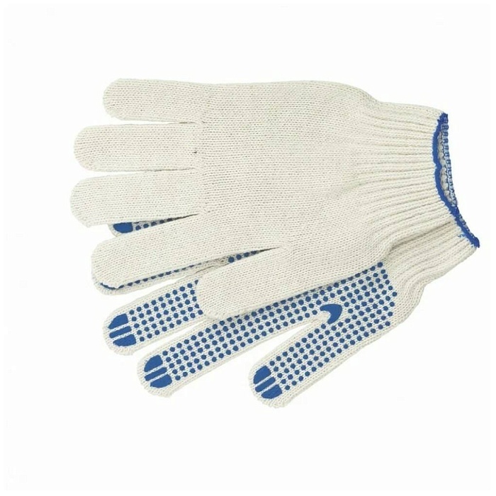 картинка Перчатки трикотажные 4-нити с ПВХ Точка 10кл графит/белый в асс.(ТекстКонтракт) 10/200 10/200 магазин Одежда+ являющийся официальным дистрибьютором в России 