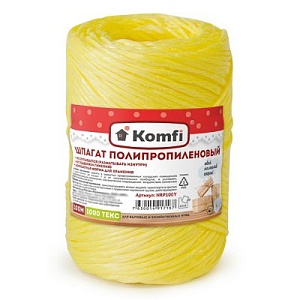 Шпагат полипропилен 1,6мм 100м цилиндр желтый 1000Текс (Komfi) 5/60