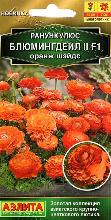 картинка Ранункулюс Блюмингдейл 11 F1 Оранж Шэйдс 3шт ц/п (Аэлита) магазин Одежда+ являющийся официальным дистрибьютором в России 