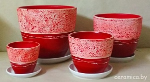 Горшок керамич Фактура красная 1,0л (Беларусь)