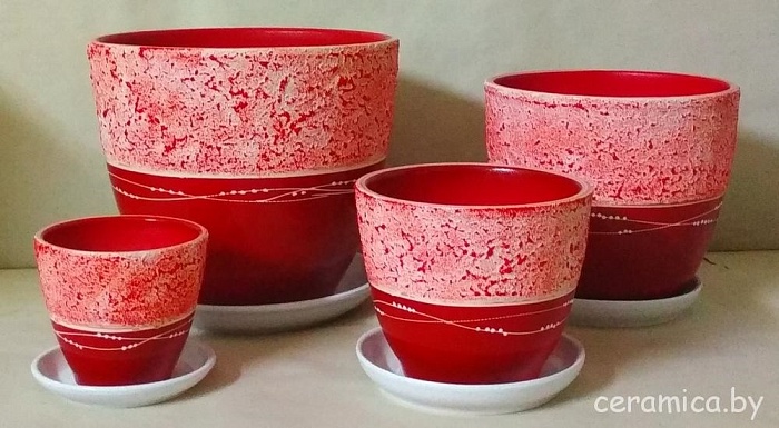 картинка Горшок керамич Фактура красная 1,0л (Беларусь) магазин Одежда+ являющийся официальным дистрибьютором в России 