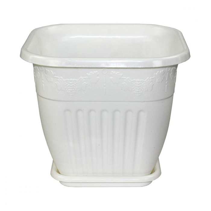 картинка Кашпо Лозанна 8л квадратное с/п белое (Альтернатива) магазин Одежда+ являющийся официальным дистрибьютором в России 