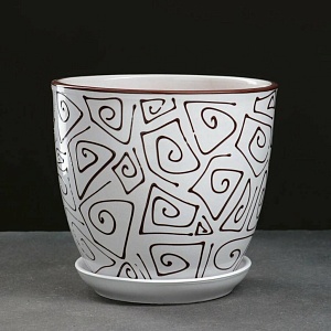 Горшок керамич Абстракция белая 2,5л (Беларусь) 1/4