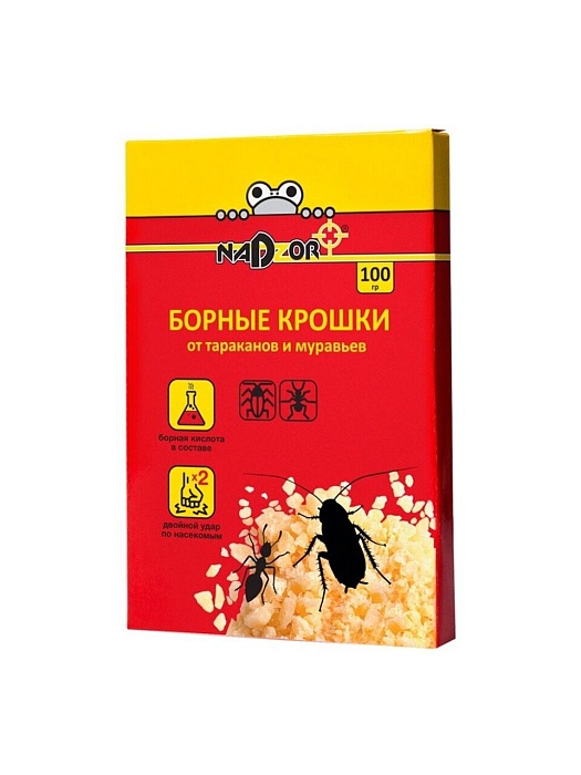 картинка Борные крошки от тараканов и муравьев 100г (NADZOR) 5/24 магазин Одежда+ являющийся официальным дистрибьютором в России 
